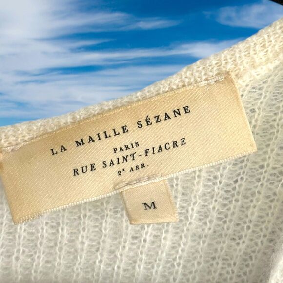 La Maille Sezane Medium Barry Knit Mohair Alpaca Blend Striped Cardigan - Picture 6 of 8
